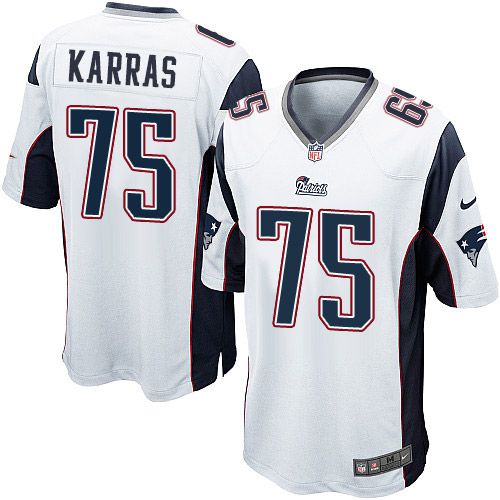 Men New England Patriots #75 Ted Karras Nike White Game NFL Jersey->new england patriots->NFL Jersey